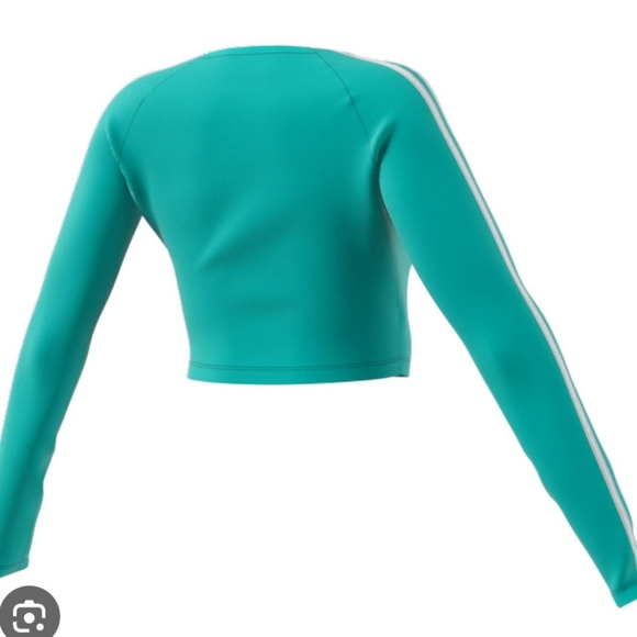 ADICOLOR CLASSICS CROP LONG SLEEVE TEE IN CYAN COLOR. - Picture 2 of 7